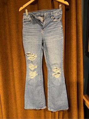 American Eagle Outfitters low rise Light Blue Distressed Flare Jeans